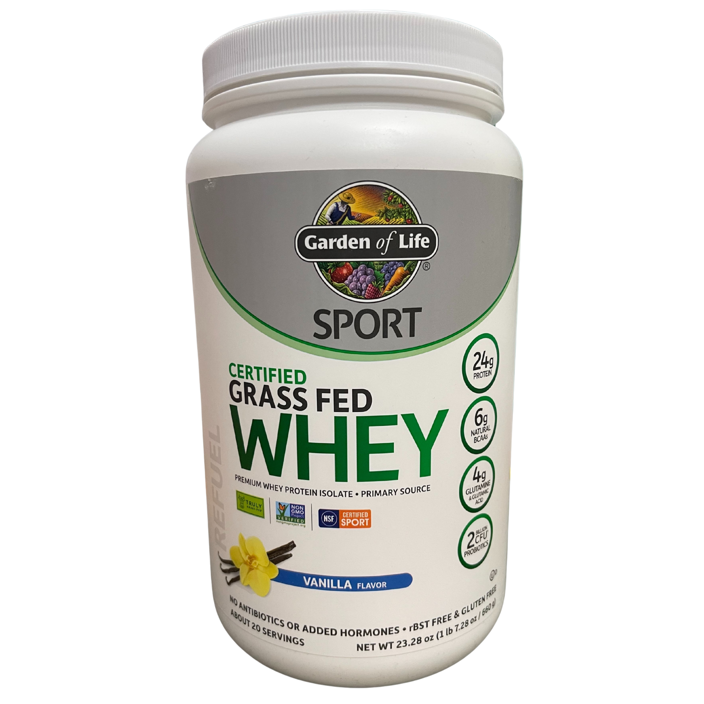 Garden of Life Sport Certified Grass Fed Whey Protein Powder Vanilla