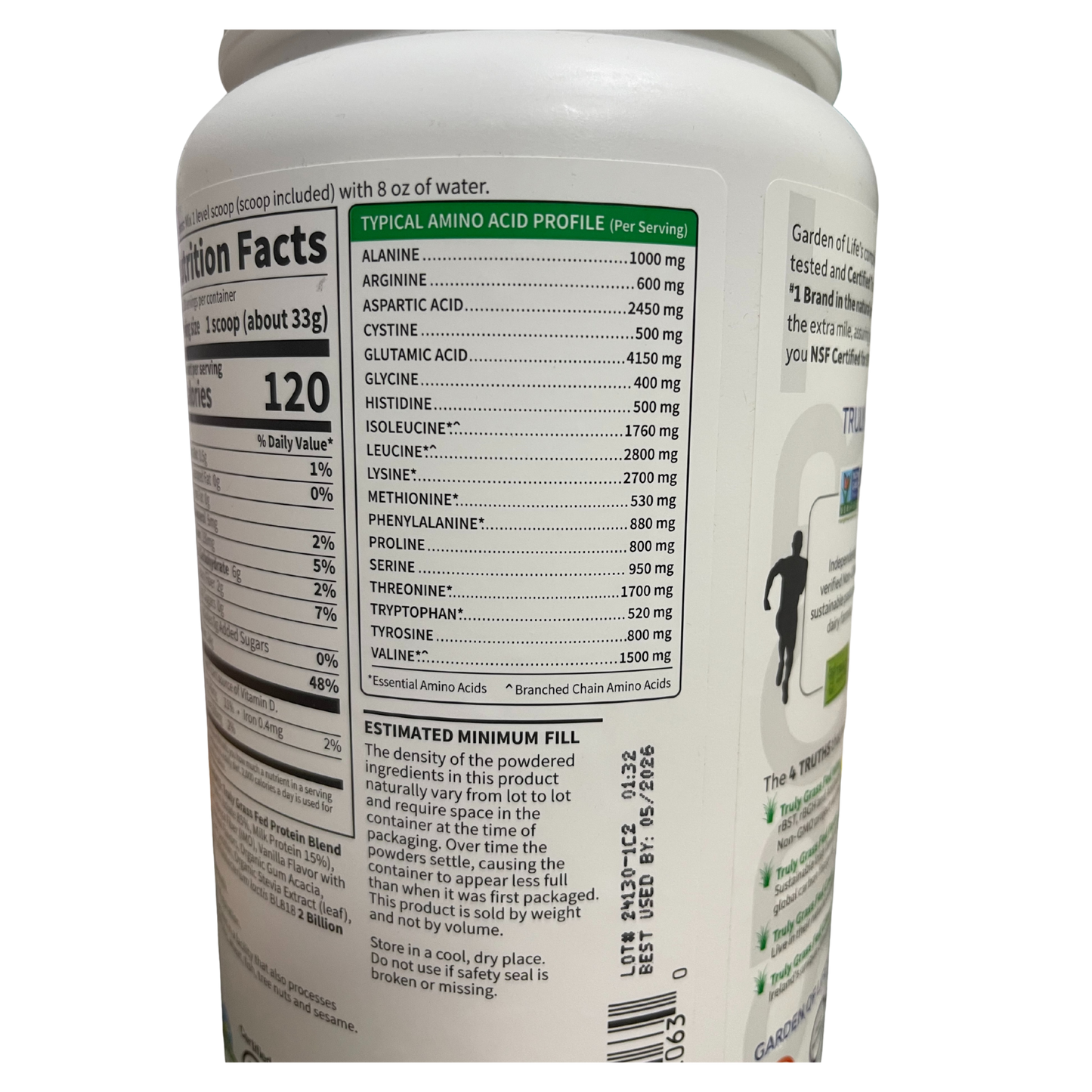 Garden of Life Sport Certified Grass Fed Whey Protein Powder Vanilla