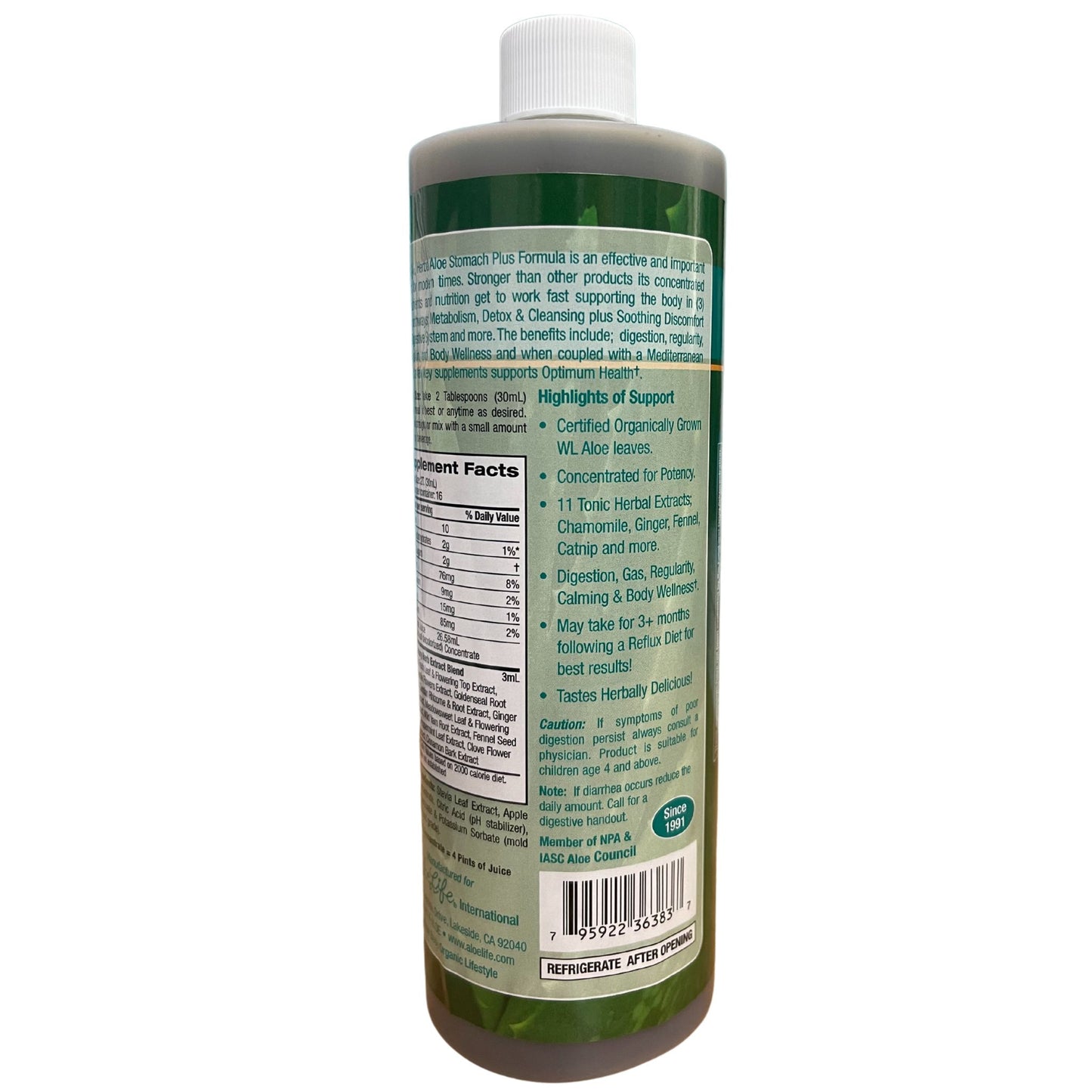 Stomach Plus Advanced Formula Whole Leaf Aloe Vera Juice 4X Concentrate & Herbal Extracts