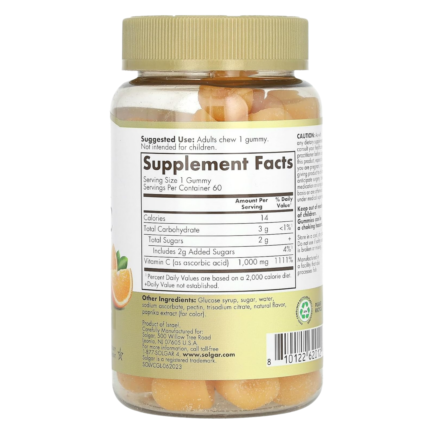 Solgar Vitamin C Gummies for Adults 1,000mg Ultra Potency Vitamin C Immune System Support- Tasty Tart Orange Flavor, Vegan & Gluten-Free Gummy,