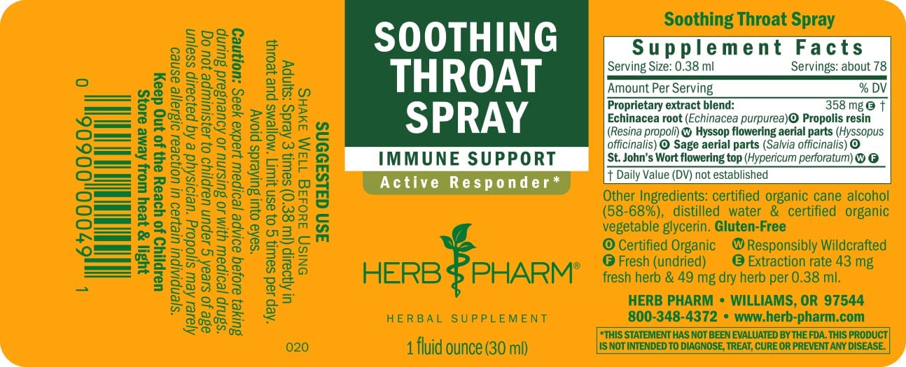 Herb Pharm Echinacea Propolis Throat Spray