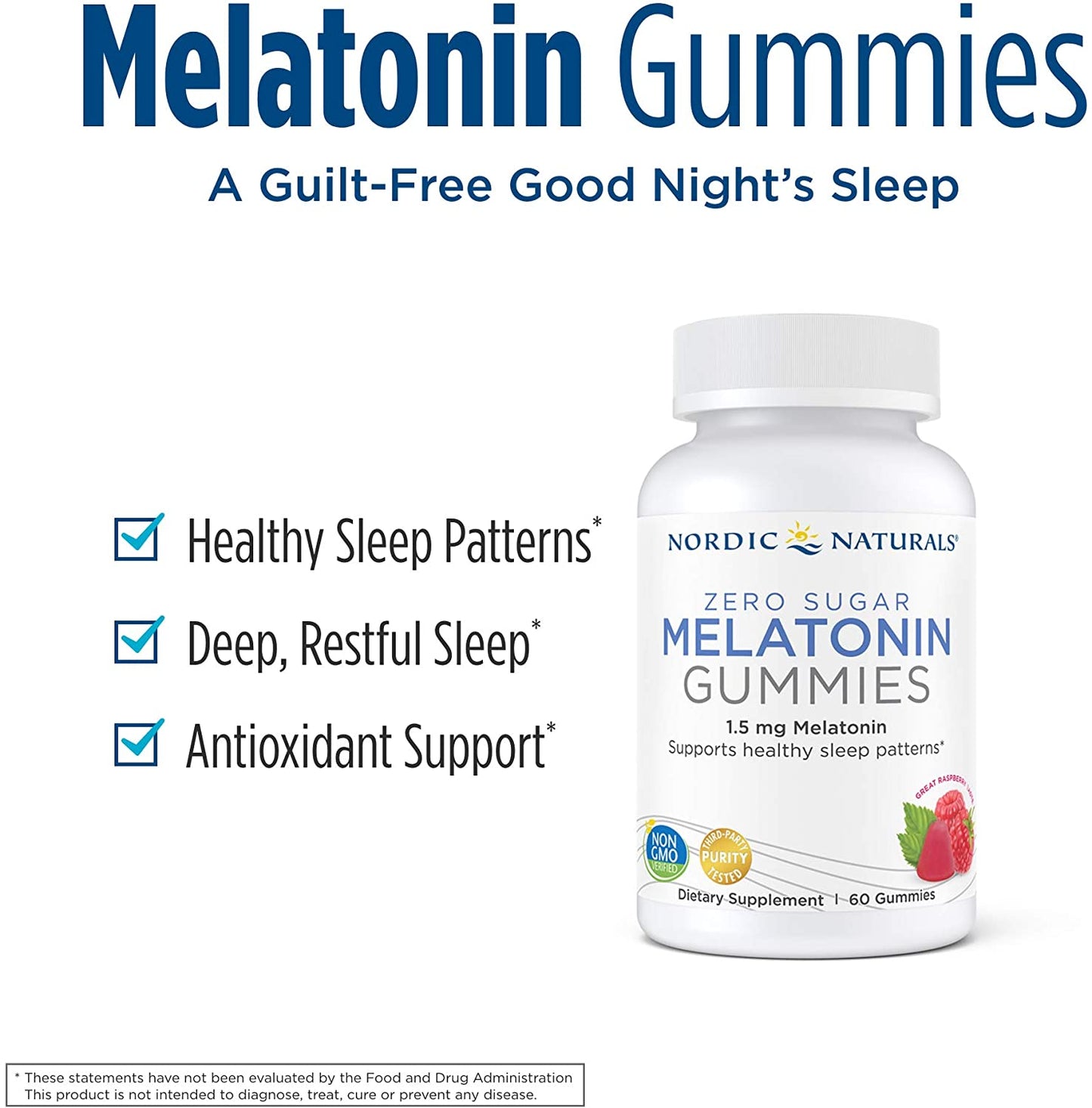 Nordic Naturals Zero Sugar Melatonin Gummies 1.5mg Melatonin