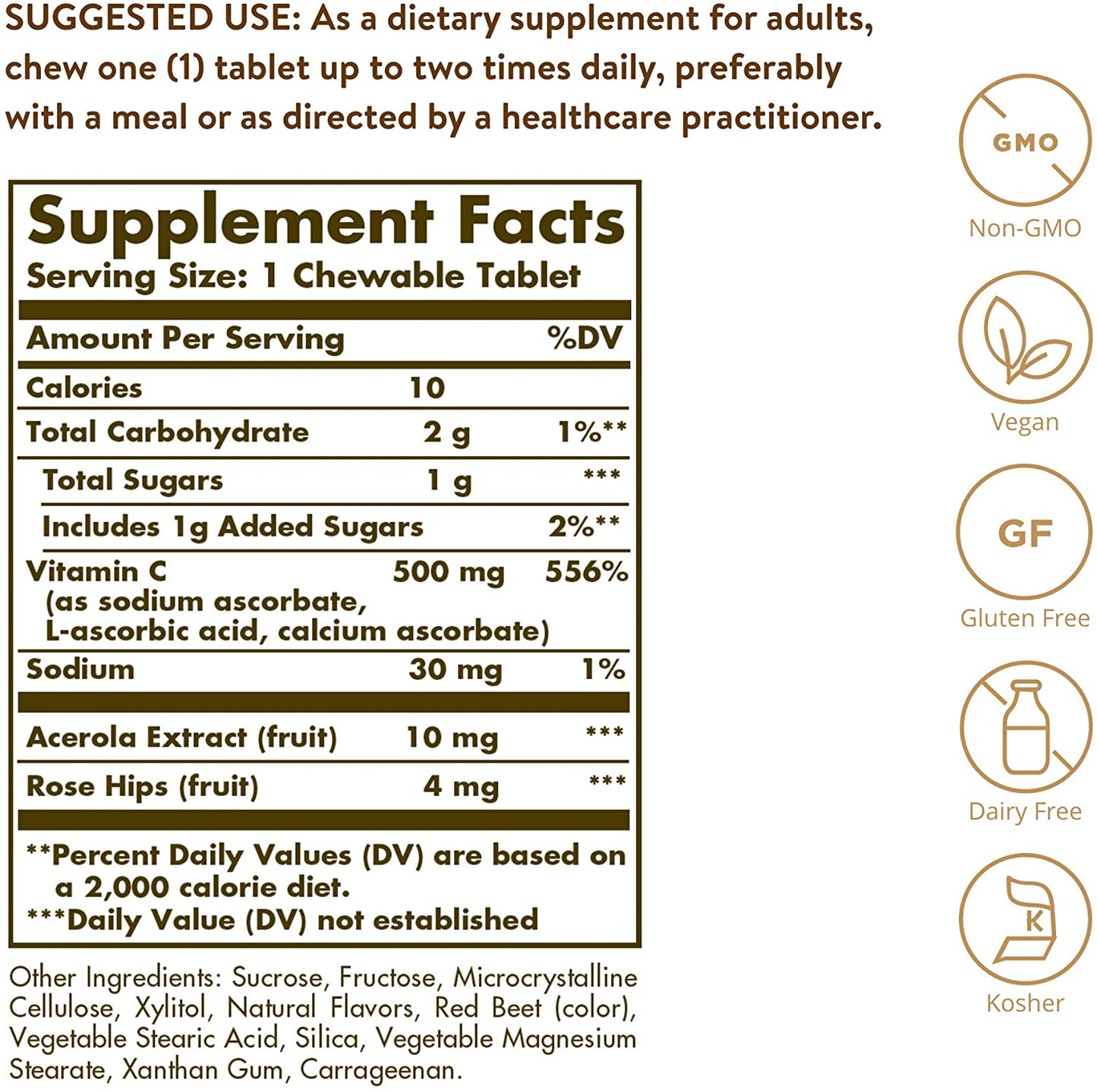 Solgar Chewable Vitamin C 500 MG Cran-Rasberry 90 Tablets