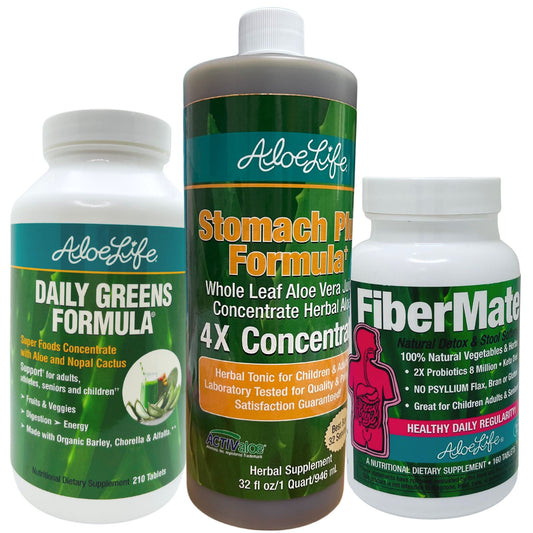 Healthier Digestion Bundle  15% Discount - Best Buy  Advanced Stomach Plus Formula Quart, FiberMate 120 Tablets, and Daily Greens Formula 210 Tablets