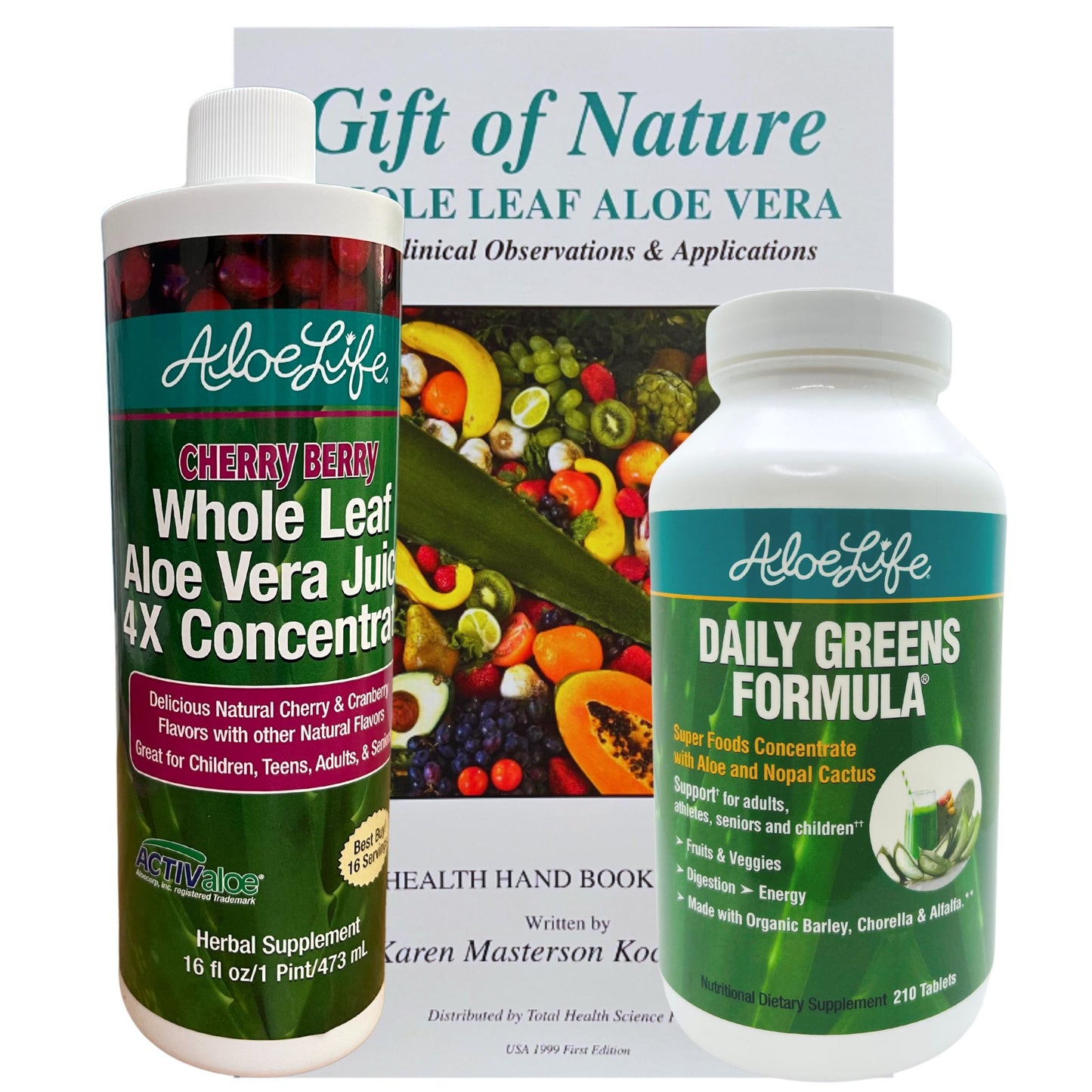 Healthy Energy & Vitality Bundle - 15% DISCOUNT Cherry Berry Pt and Daily Greens 210 Tablets & Gift of Nature Book
