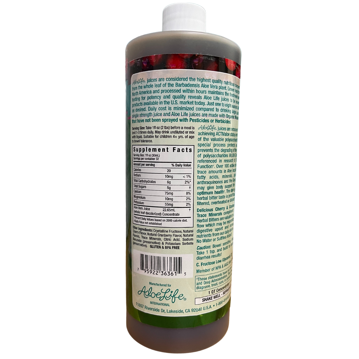 Cherry Berry Whole Leaf Aloe Juice 4X Concentrate