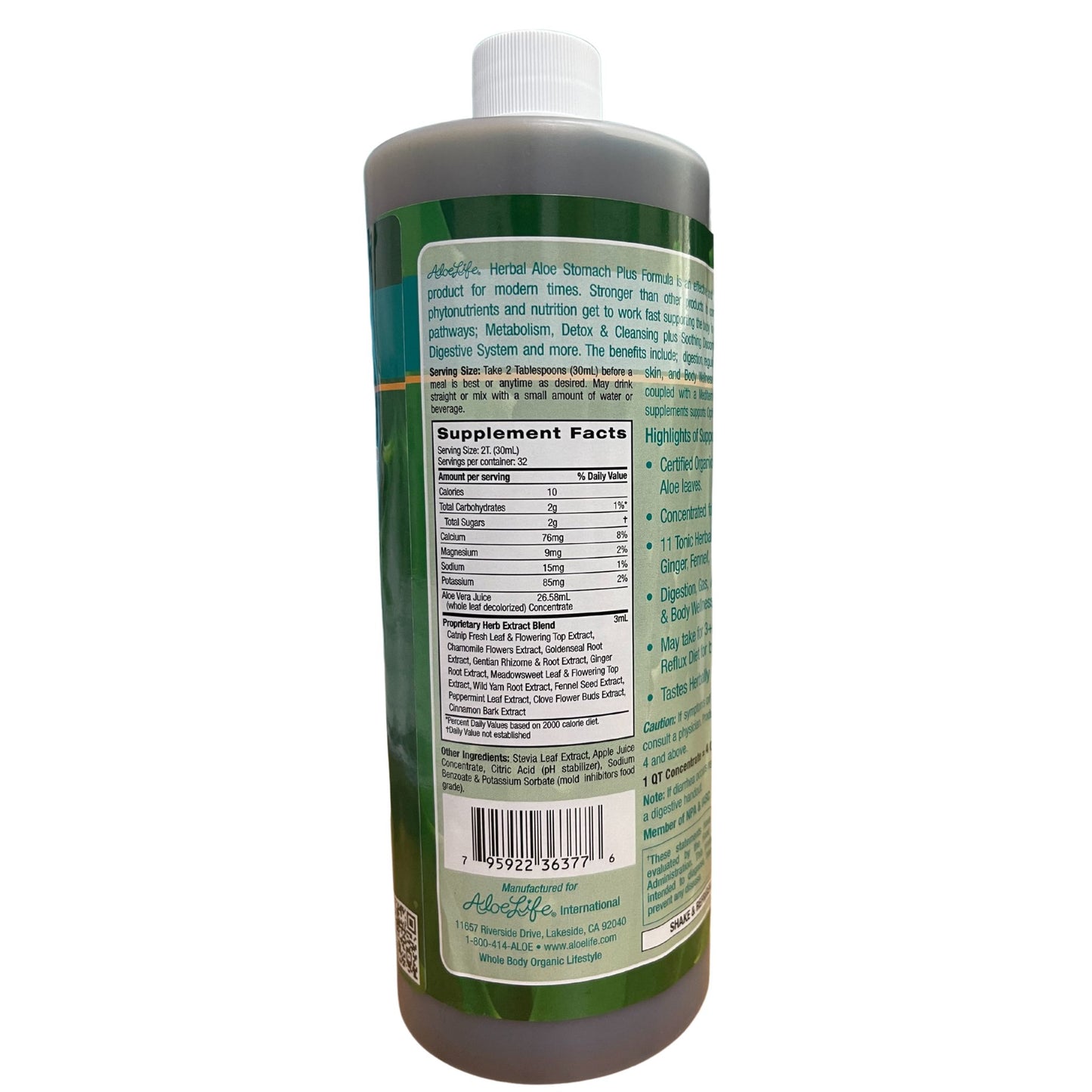 Stomach Plus Advanced Formula Whole Leaf Aloe Vera Juice 4X Concentrate & Herbal Extracts