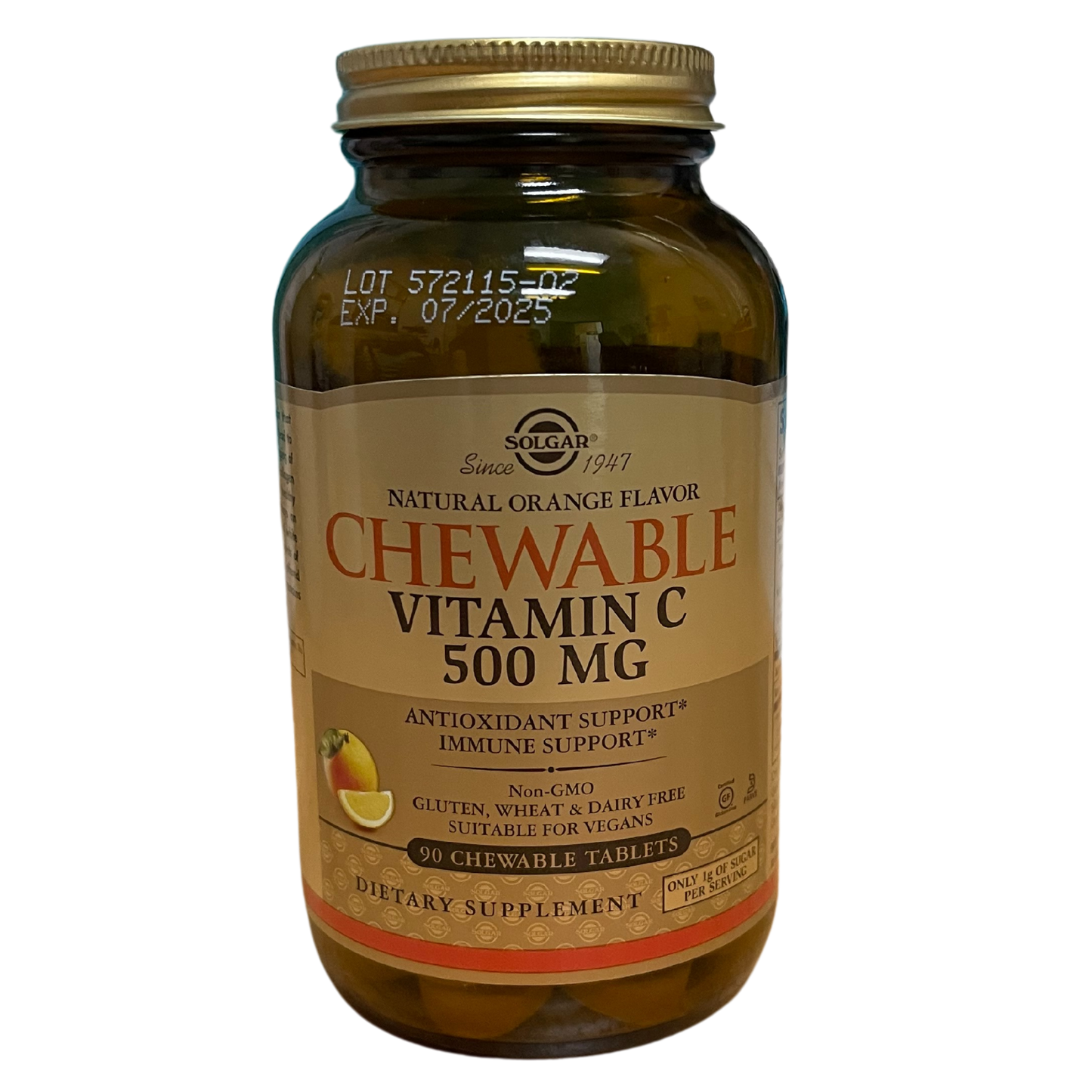 Solgar Chewable Vitamin C 500 MG Natural Orange Flavor 90 Chewable Tablets