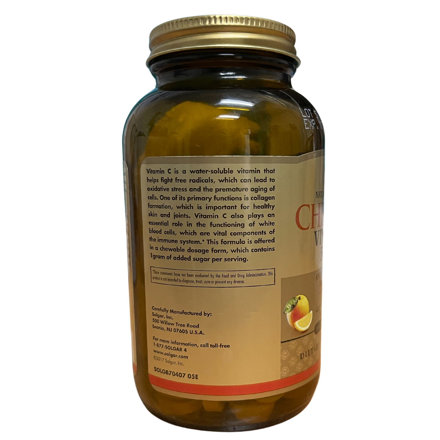 Solgar Chewable Vitamin C 500 MG Natural Orange Flavor 90 Chewable Tablets