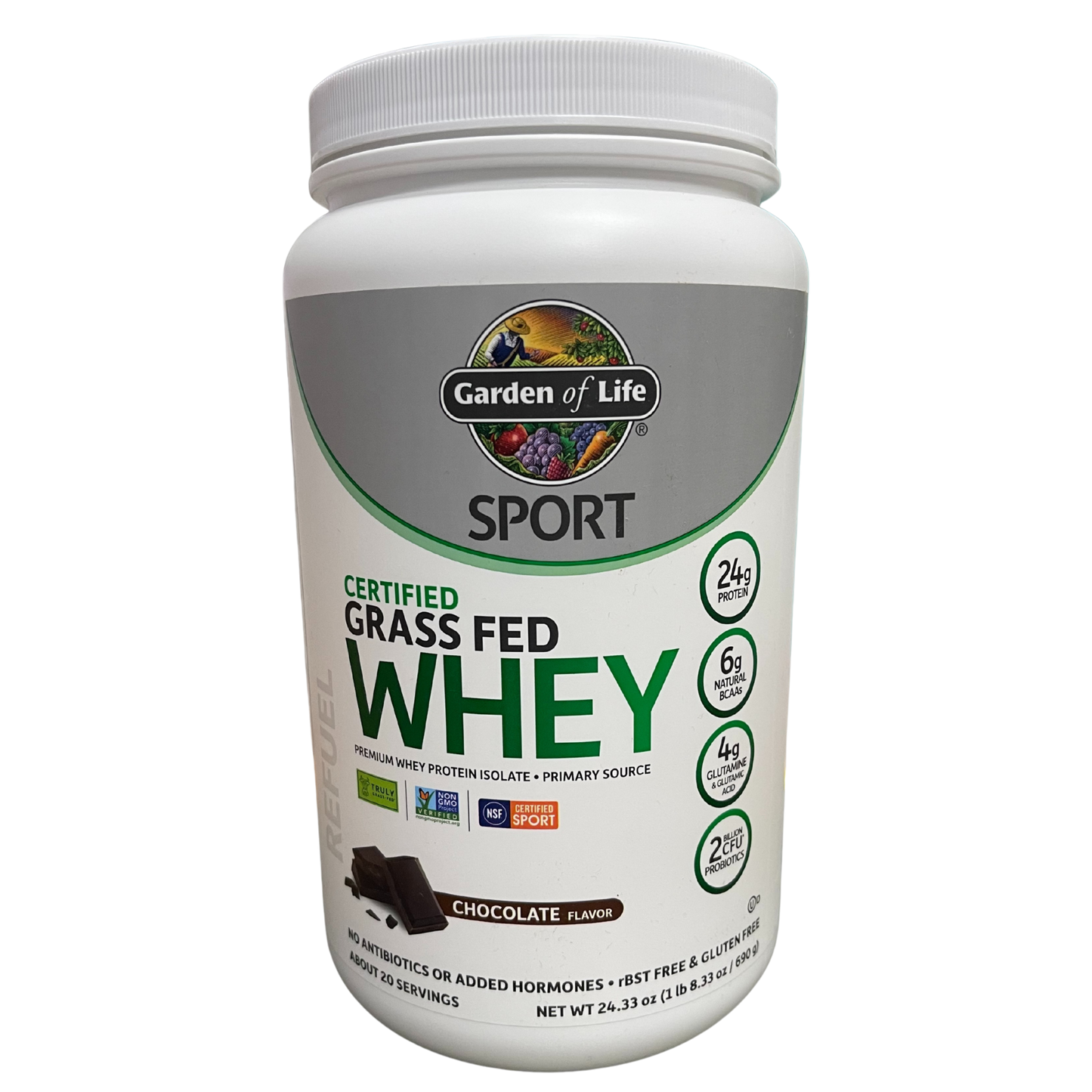 Garden of Life Sport Certified Grass Fed Whey Protein Powder Chocolate