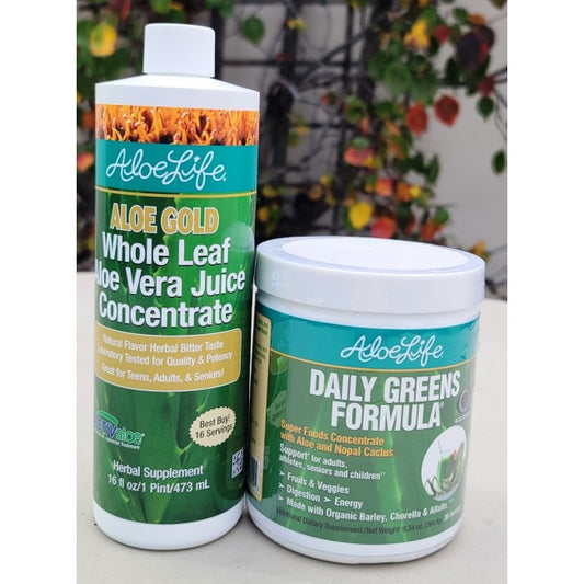 Daily Essentials Bundle - 20% DISCOUNT Aloe Gold Pt and Daily Greens 9.34 oz Powder