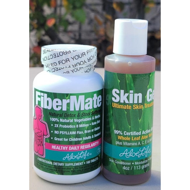 Healthy Skin & Digestion Bundle - 20% DISCOUNT FiberMate Tablets and Skin Gel 4oz